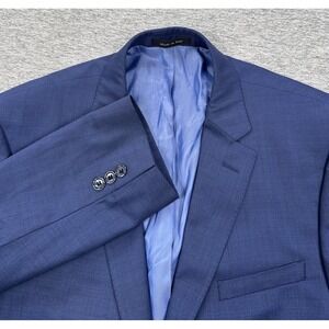 Equilibrio Milano Blazer Mens 44S Blue Super 150s Wool Sangria Modern Fit City